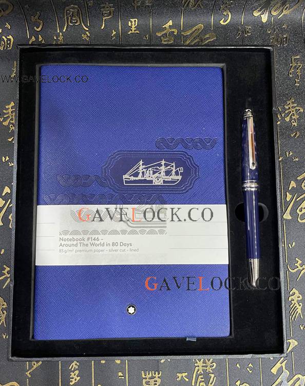 Set with Blue Rollerball and Around the World Blue Notepad #146